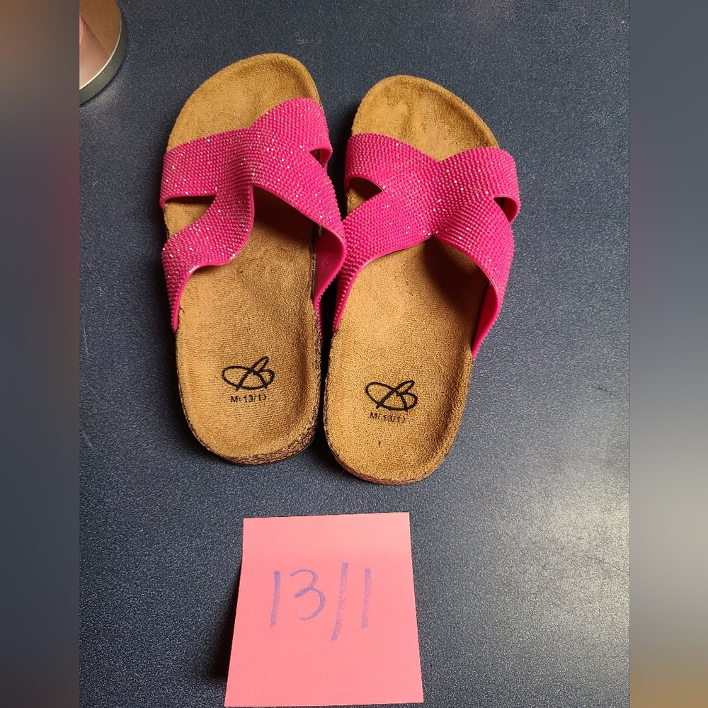EUC - girls 13/1 pink strappy sandals